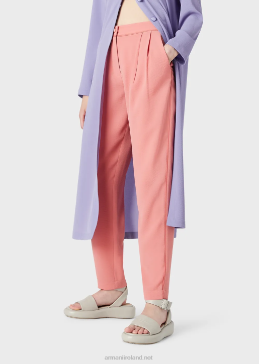 Women 086V257 Trousers With Darts And Piping In Granite Fabric Armani Pink