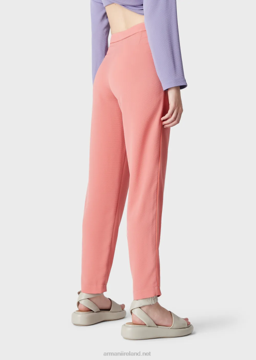 Women 086V257 Trousers With Darts And Piping In Granite Fabric Armani Pink