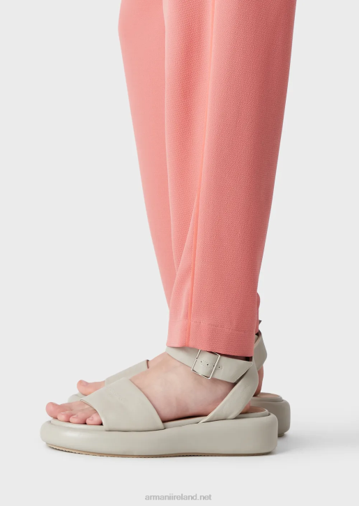 Women 086V257 Trousers With Darts And Piping In Granite Fabric Armani Pink