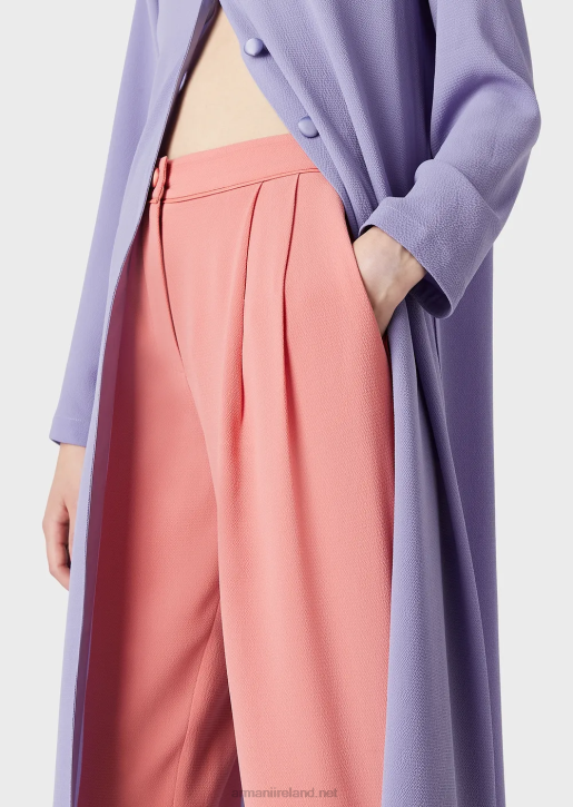 Women 086V257 Trousers With Darts And Piping In Granite Fabric Armani Pink