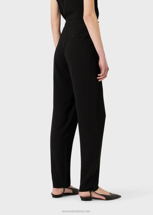 Women 086V258 Trousers With Darts And Piping In Granite Fabric Armani Black