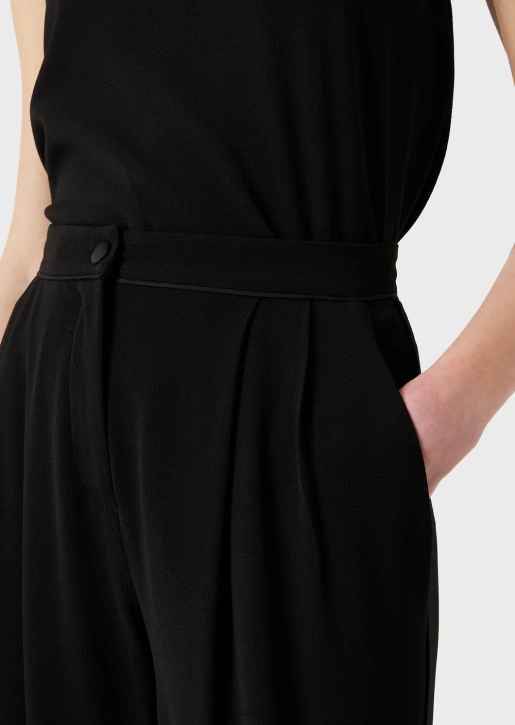 Women 086V258 Trousers With Darts And Piping In Granite Fabric Armani Black