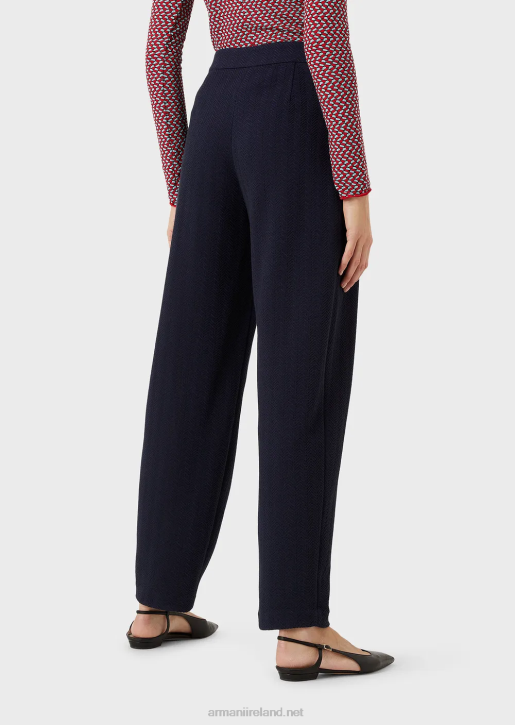 Women 086V266 Herringbone Jacquard Jersey Trousers With Darts Armani Purple