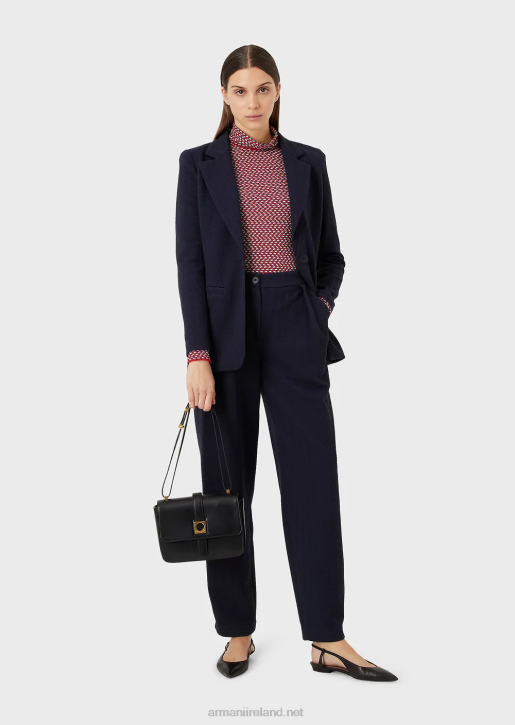 Women 086V266 Herringbone Jacquard Jersey Trousers With Darts Armani Purple