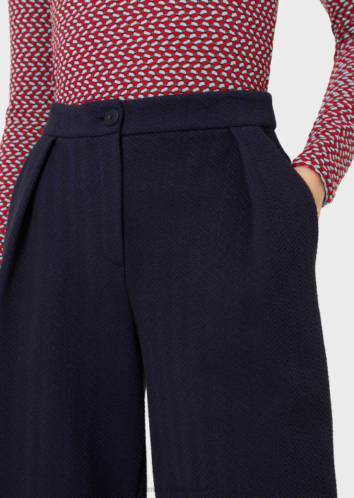 Women 086V266 Herringbone Jacquard Jersey Trousers With Darts Armani Purple