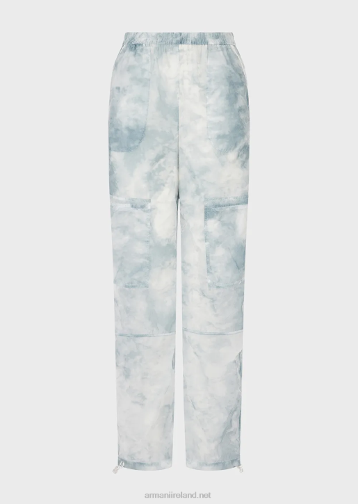 Women 086V268 Cargo Trousers In Sky-Effect Gradient Print Nylon Armani Pattern
