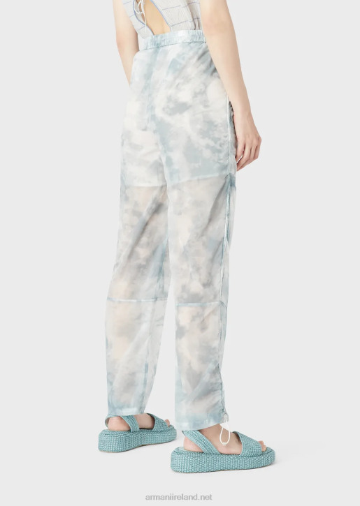 Women 086V268 Cargo Trousers In Sky-Effect Gradient Print Nylon Armani Pattern