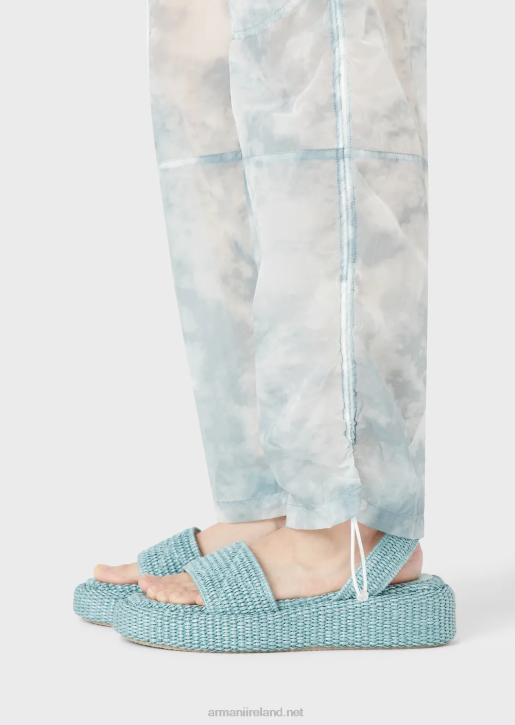 Women 086V268 Cargo Trousers In Sky-Effect Gradient Print Nylon Armani Pattern
