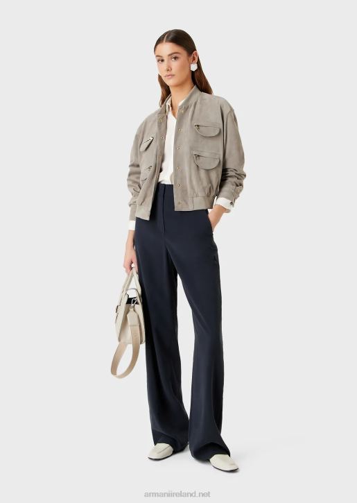 Women 086V270 Fluid Gabardine Palazzo Trousers Armani Azure