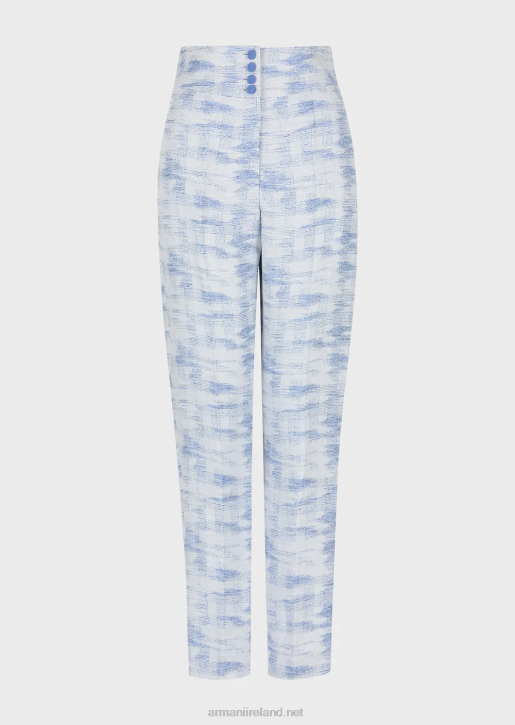 Women 086V271 High-Waisted Trousers In A Gradient Jacquard-Linen Blend Armani Pattern