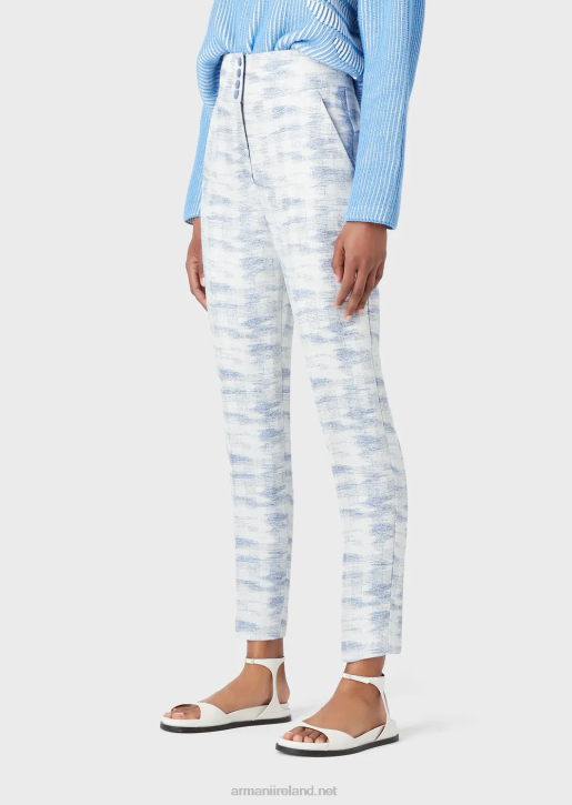 Women 086V271 High-Waisted Trousers In A Gradient Jacquard-Linen Blend Armani Pattern