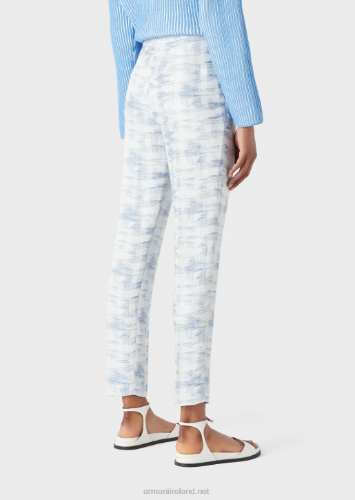Women 086V271 High-Waisted Trousers In A Gradient Jacquard-Linen Blend Armani Pattern