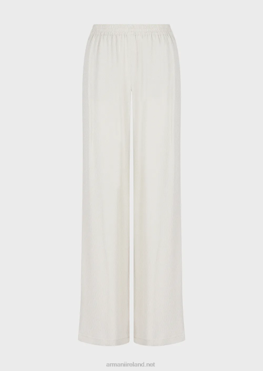 Women 086V273 Froisse Jacquard Cupro Blend Trousers With Elasticated Waist Armani Light Gray