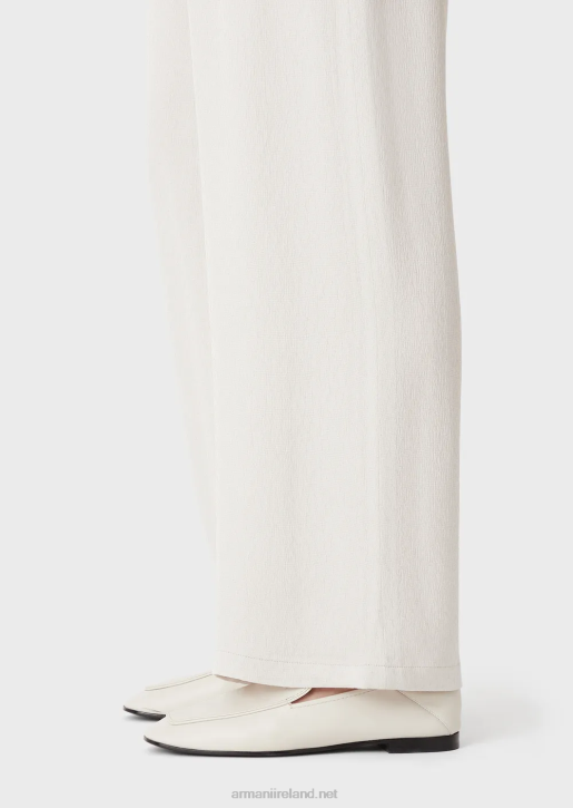 Women 086V273 Froisse Jacquard Cupro Blend Trousers With Elasticated Waist Armani Light Gray