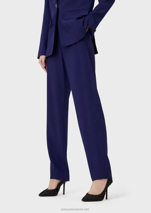 Women 086V275 High-Rise Waist 7/8 Trousers In Stretch Viscose Armani