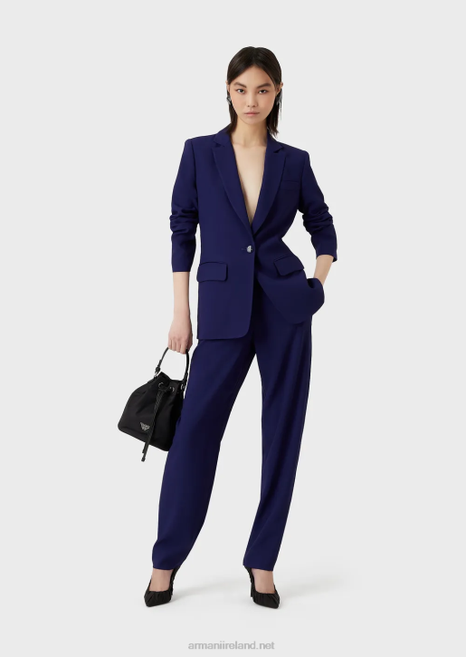 Women 086V275 High-Rise Waist 7/8 Trousers In Stretch Viscose Armani
