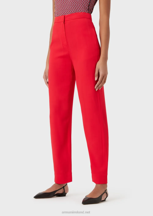 Women 086V276 High-Rise Waist 7/8 Trousers In Stretch Viscose Armani