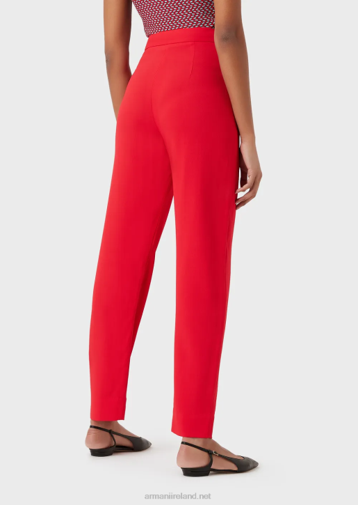 Women 086V276 High-Rise Waist 7/8 Trousers In Stretch Viscose Armani
