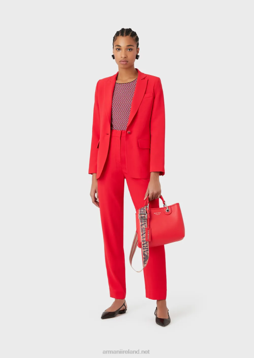Women 086V276 High-Rise Waist 7/8 Trousers In Stretch Viscose Armani