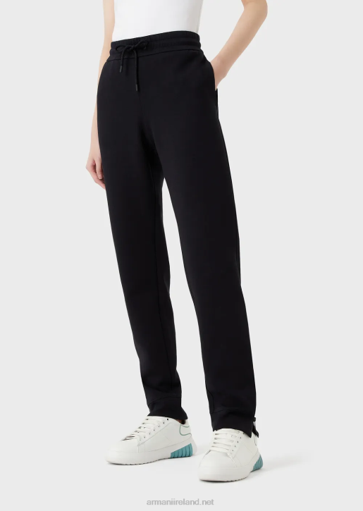 Women 086V280 Double-Jersey Trousers With Drawstring And Zip At The Hem Armani Navy Blue