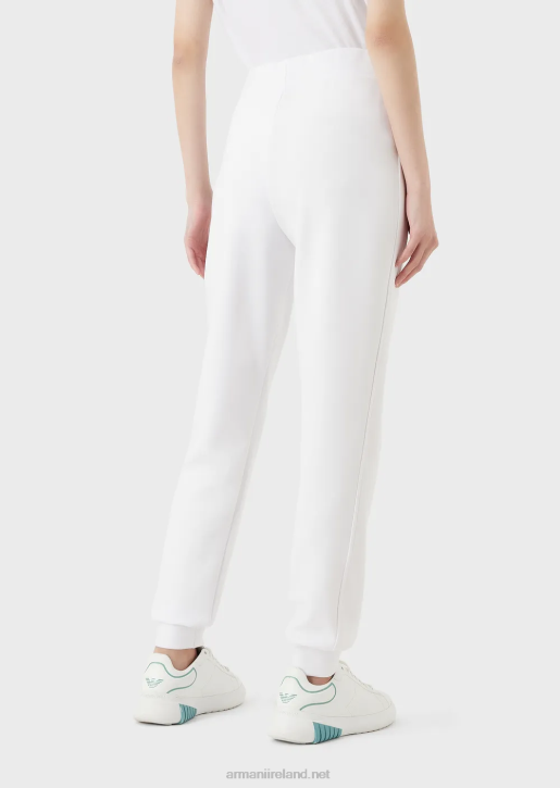 Women 086V281 Joggers With Embossed Signature Logo Embroidery Armani White