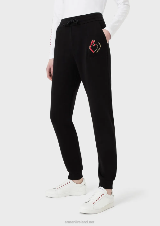 Women 086V282 Double-Jersey Trousers With Embroidery Armani Black