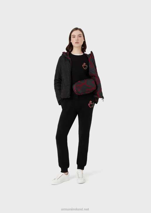 Women 086V282 Double-Jersey Trousers With Embroidery Armani Black