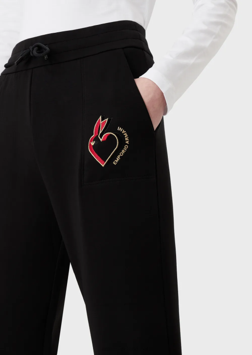 Women 086V282 Double-Jersey Trousers With Embroidery Armani Black