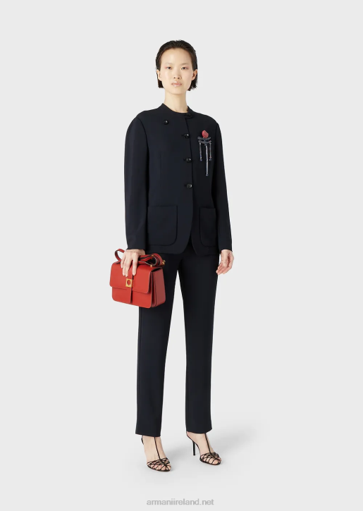 Women 086V284 Fluid Crepe 7/8 Trousers Armani Navy Blue