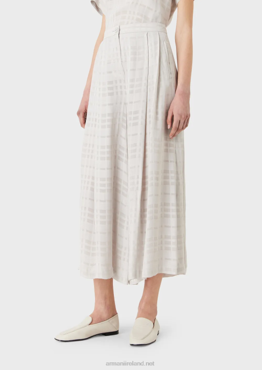 Women 086V285 Check Viscose 7/8 Culottes Armani Light Gray