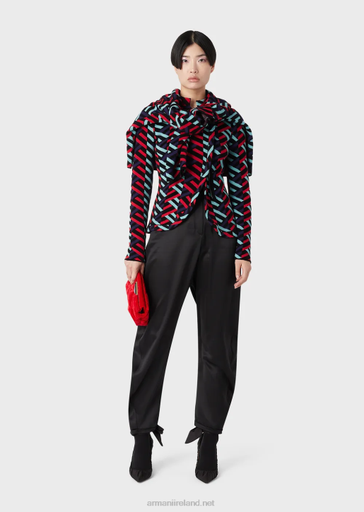Women 086V287 Silk-Satin Oval-Leg Trousers Armani Black