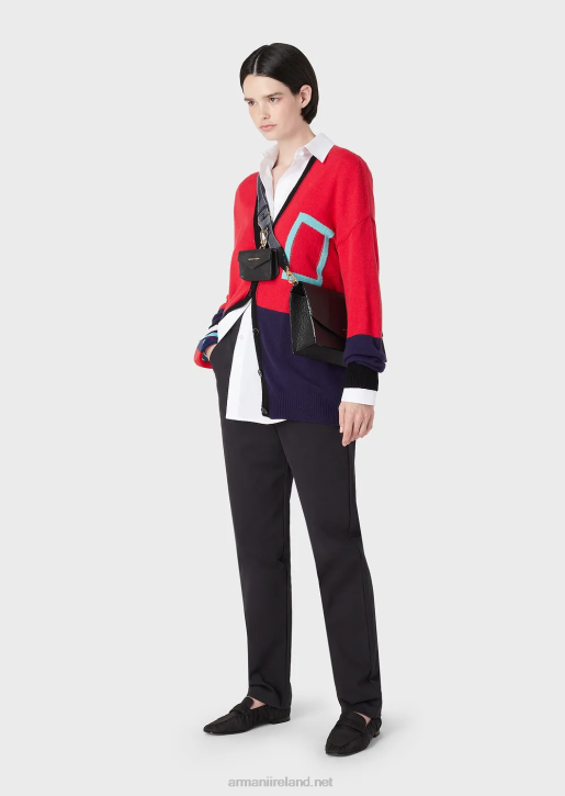 Women 086V289 Polished Cotton Trousers With Hooks Armani Navy Blue