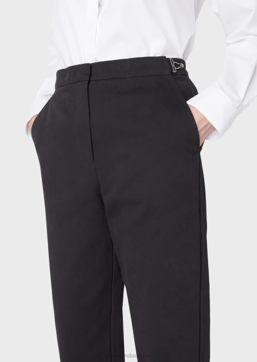Women 086V289 Polished Cotton Trousers With Hooks Armani Navy Blue