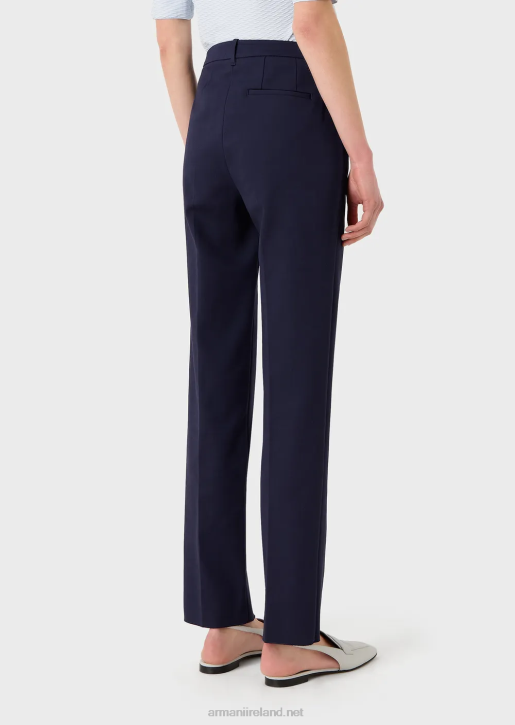 Women 086V290 Stretch Couture-Cotton Slim Trousers Armani Navy Blue