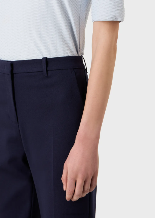 Women 086V290 Stretch Couture-Cotton Slim Trousers Armani Navy Blue