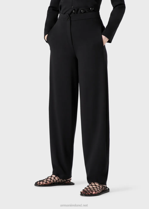 Women 086V293 Milano-Stitch Fabric Oval-Leg Trousers Armani Black