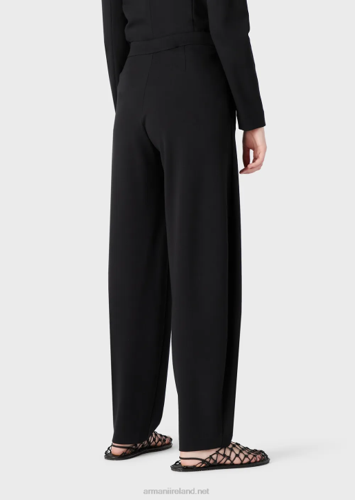 Women 086V293 Milano-Stitch Fabric Oval-Leg Trousers Armani Black