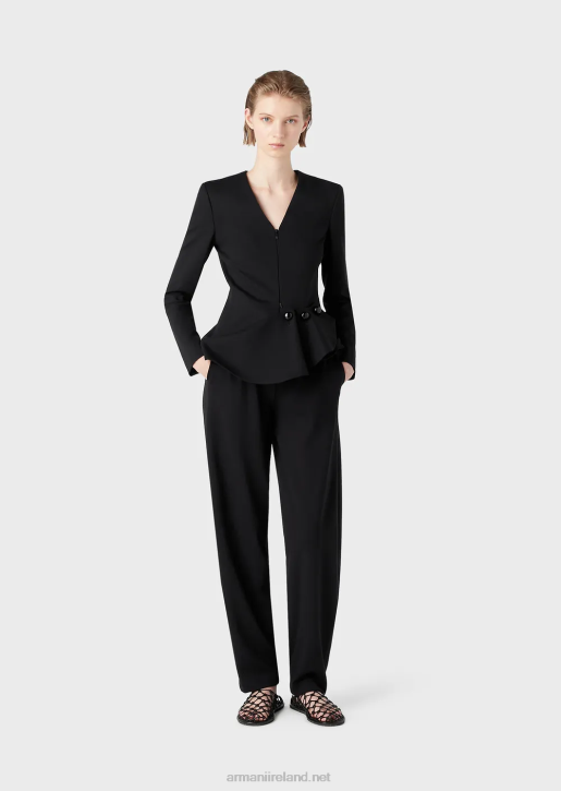 Women 086V293 Milano-Stitch Fabric Oval-Leg Trousers Armani Black