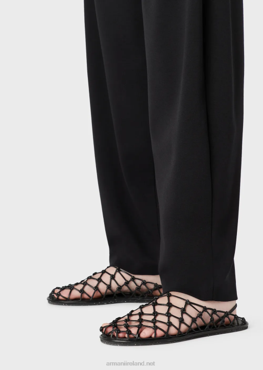 Women 086V293 Milano-Stitch Fabric Oval-Leg Trousers Armani Black