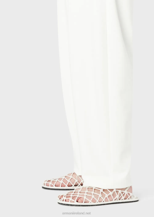 Women 086V294 Milano-Stitch Fabric Oval-Leg Trousers Armani White