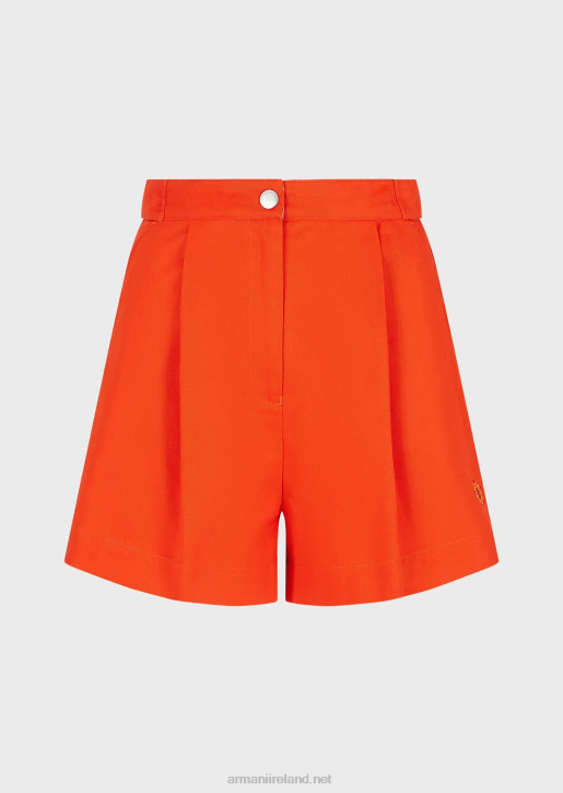 Women 086V298 Sustainable Collection Organic Twill Shorts With Darts Armani Orange