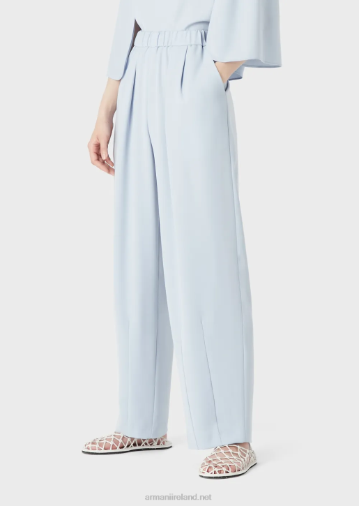 Women 086V301 Technical-Cady Trousers With Elasticated Waistband Armani Azure