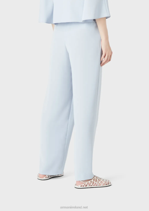 Women 086V301 Technical-Cady Trousers With Elasticated Waistband Armani Azure