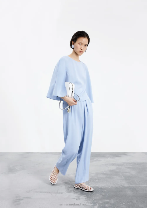 Women 086V301 Technical-Cady Trousers With Elasticated Waistband Armani Azure