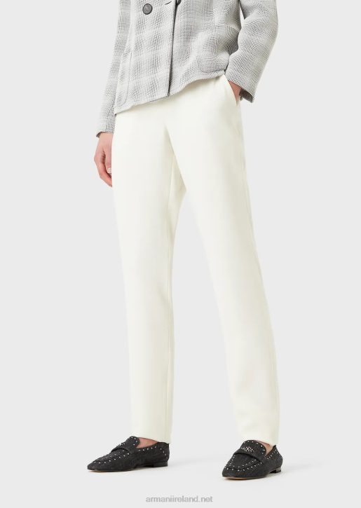 Women 086V306 Technical-Cady Cigarette Trousers Armani White