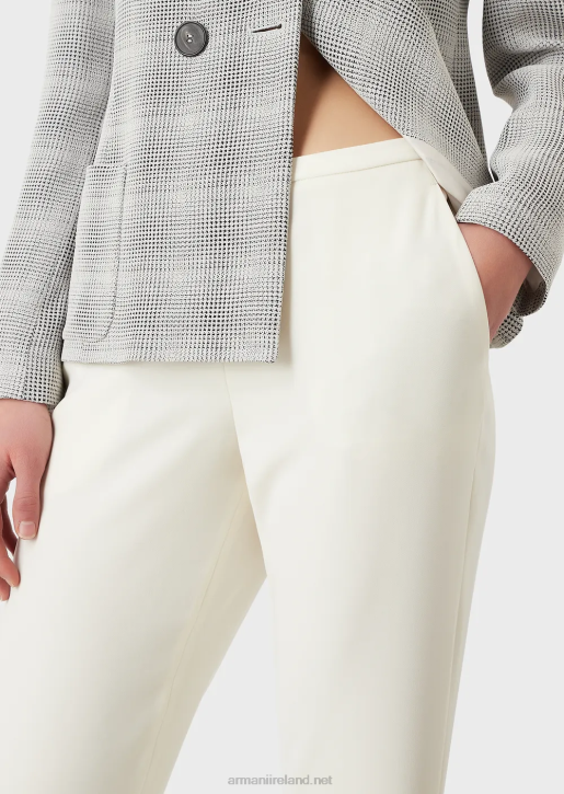 Women 086V306 Technical-Cady Cigarette Trousers Armani White