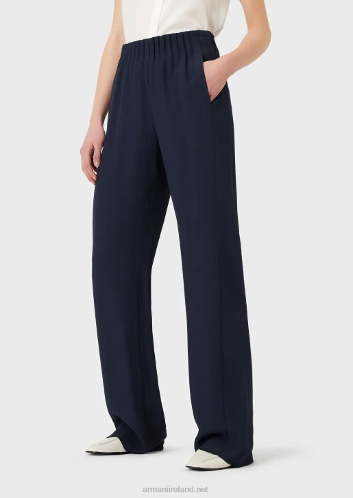 Women 086V310 Froisse Viscose Trousers With Gathered Waist Armani