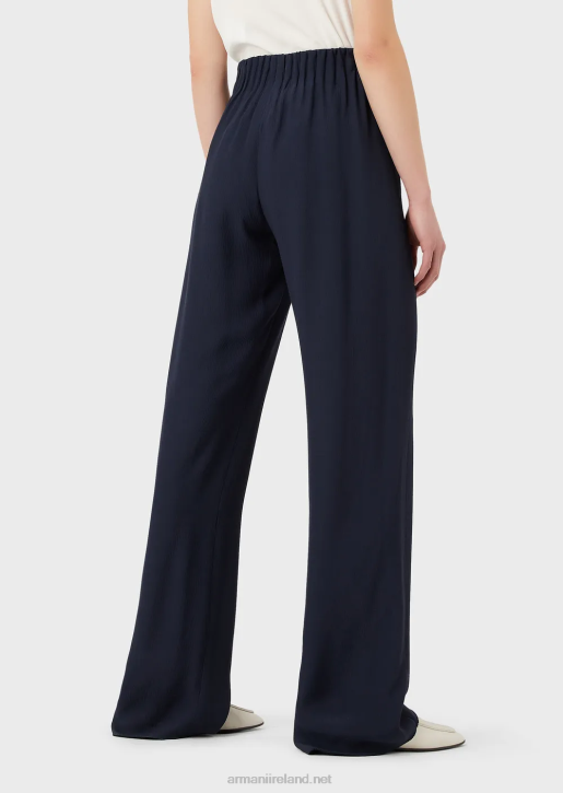 Women 086V310 Froisse Viscose Trousers With Gathered Waist Armani