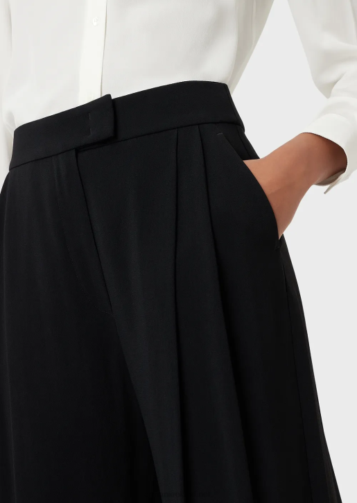 Women 086V311 Envers-Satin Palazzo Trousers With Darts Armani Black