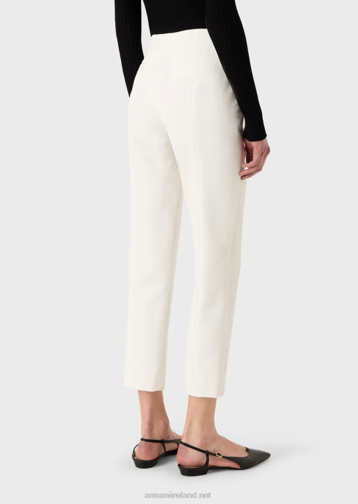 Women 086V312 Stretch Gabardine 7/8 Trousers Armani Silk White